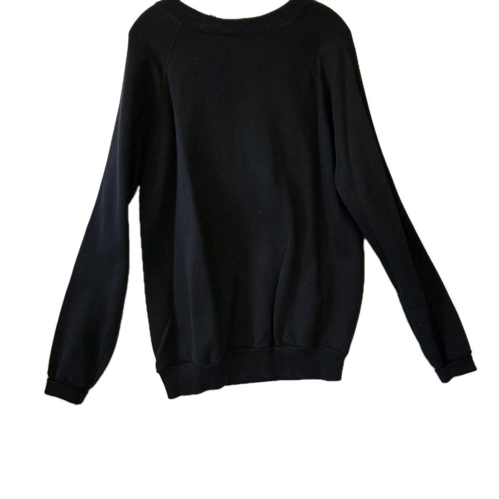 Vintage Christmas Sweatshirt 2XL Black Fleece Crewneck Santa Glitter Holiday - Picture 7 of 9
